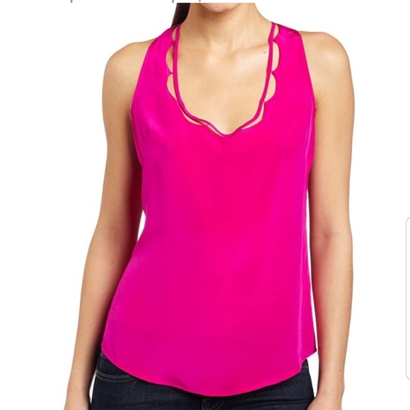 Trina Turk Tops - Trina Turk Women’s Size Medium Bright Pink Fuchsia Cut-Out Silk Tank Top Dressy